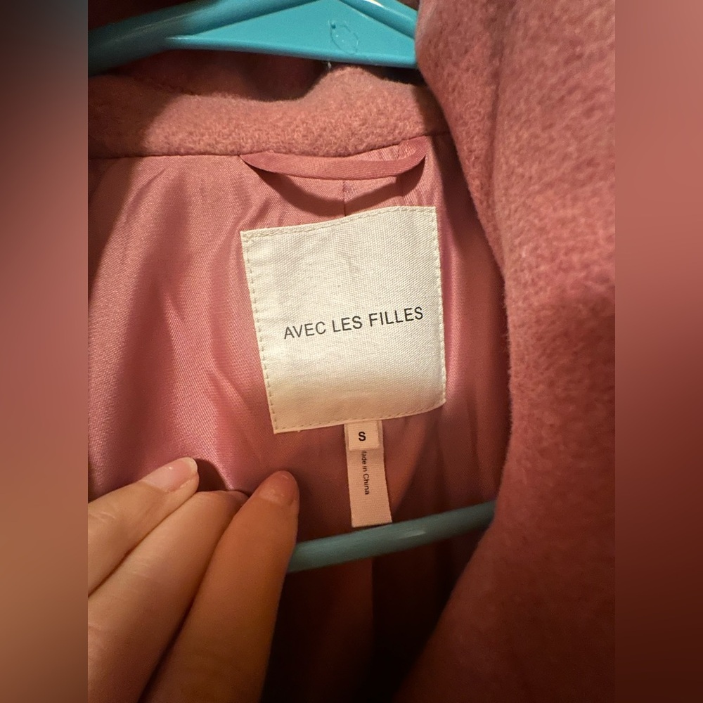 AVEC LES FILLES Maxi Pink Double-Breasted Long Coat - Picture 5 of 8